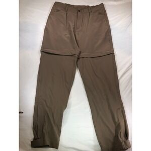 White Sierra Mens Large Convertible Hiking Pants Tan Brown Zip Off Cargo Outdoor